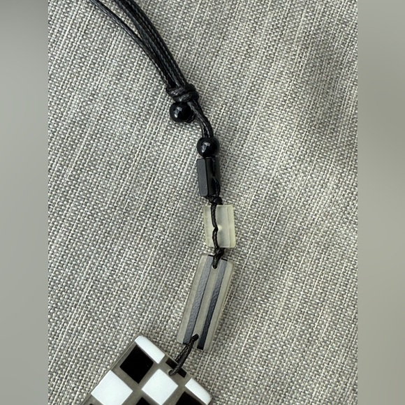 SYLCA Modern Black and White Geometric Necklace - Picture 3 of 3